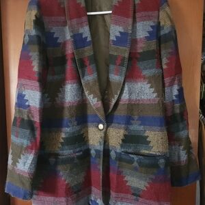 Women’s Southwestern-Style Patterned Blazer Jacket - Multicolor